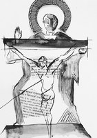 "Father and Son (After Sutherland)" Pen, Ink and collage, A4 Cartridge Paper (2014)