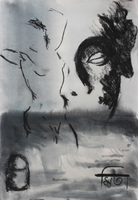 "Lingam (Temple Dancer) II" Ink and Charcoal (1992)